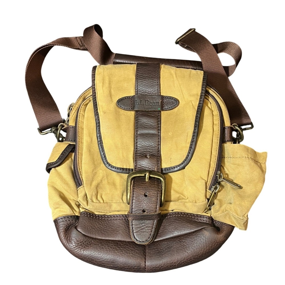 Vintage L.L. Bean L.L.Bean Leather & Waxed Cotton Continental Field Bag